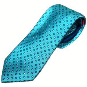 Chaps Silk Tie Men's One Size Green Blue Geometric Pattern Formal Necktie